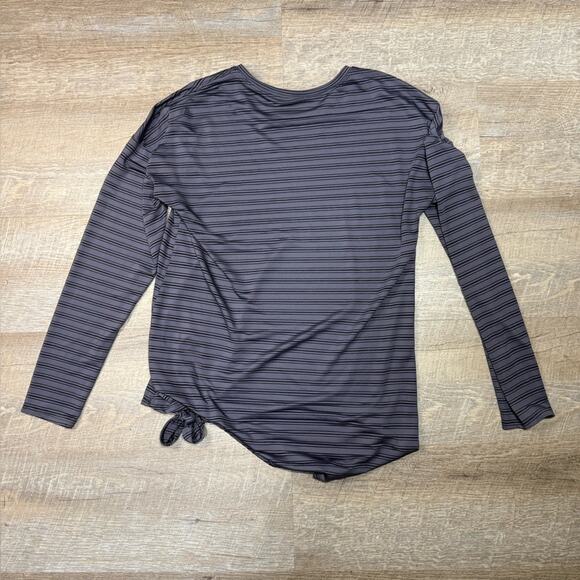 Lululemon Sheer Striped Purple Tie Front Long Sleeve Yoga Top - Picture 7 of 7